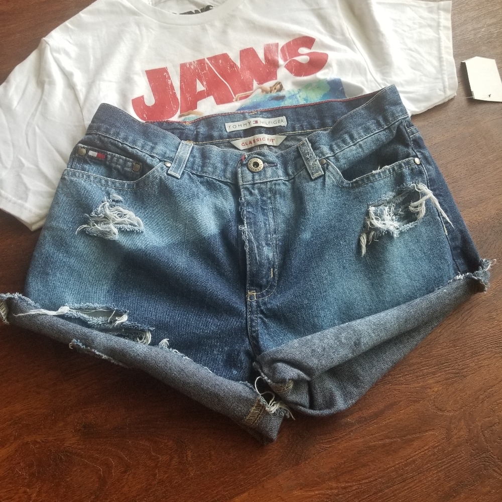 Tommy Hilfiger distressed shorts.